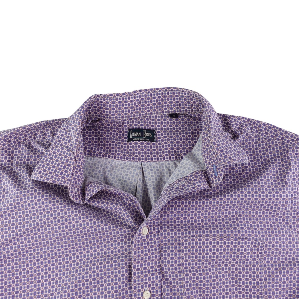 Vintage Gitman Bros Shirt Men 17 Purple‎ Geometric Medallion Print Made in USA